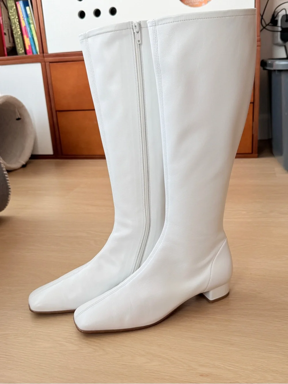 BY FAR Edie White Napa Leather Over-the-Knee Boots